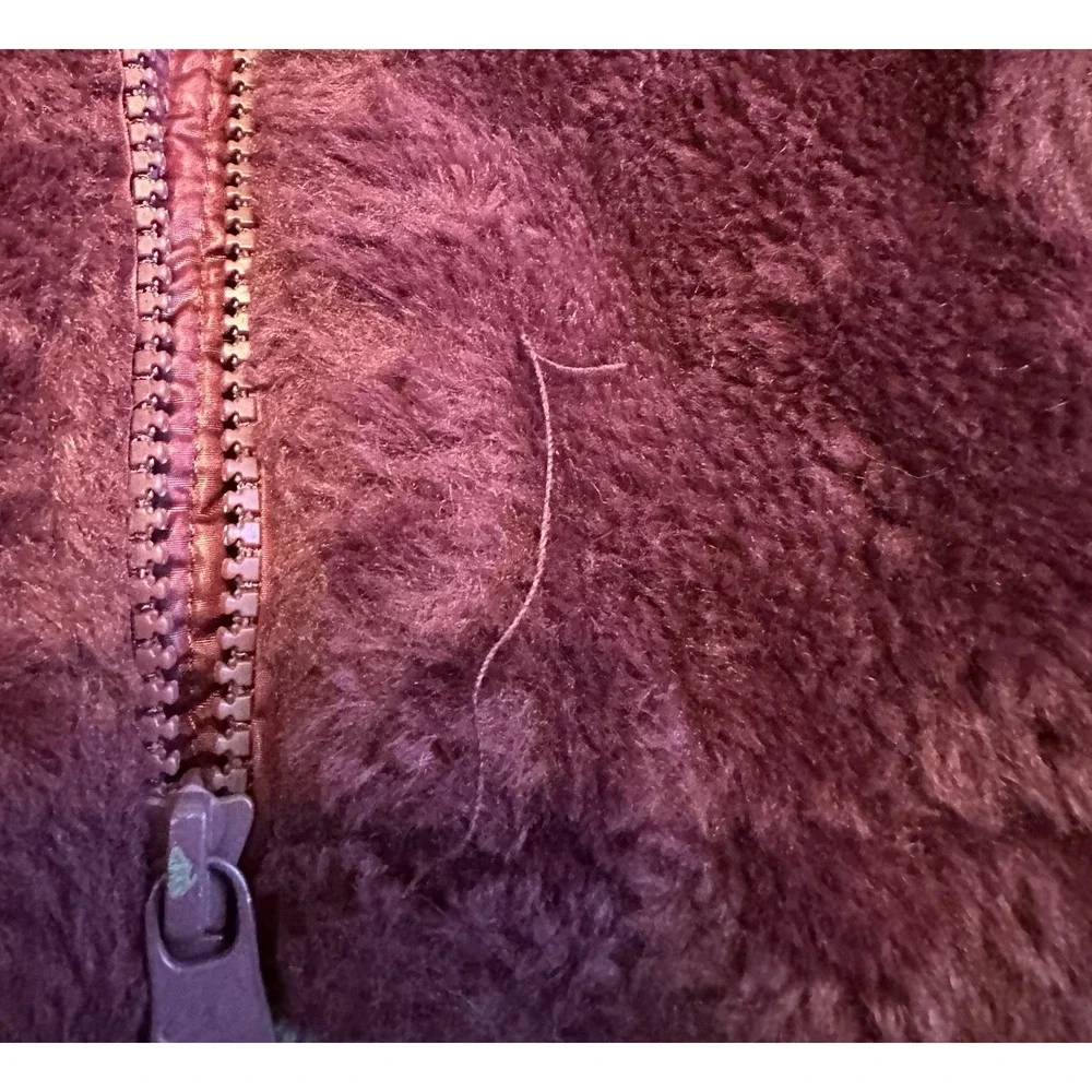 Justice Girls Maroon Puffer Faux Fur Hybrid Hooded Jacket Size 6/7